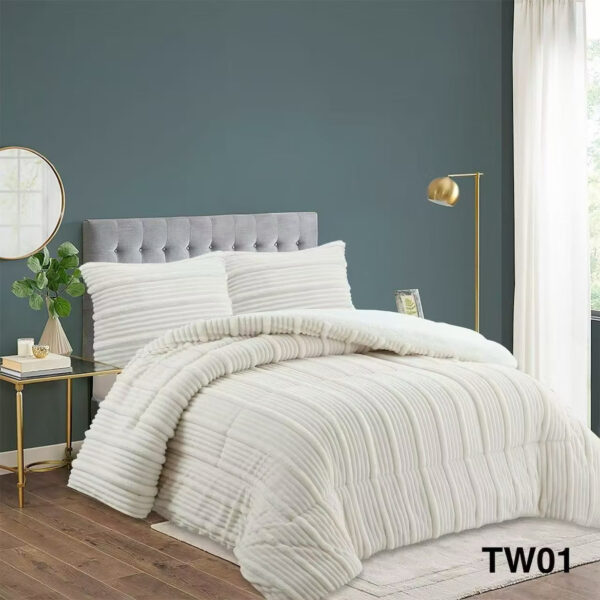 Cubrecama Sherpa Relieve Blanco Invierno  ~ ¡Solo 2 Plazas!