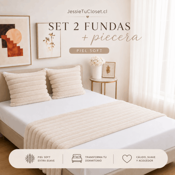 Set Lineal Beige - Piecera + Cojines