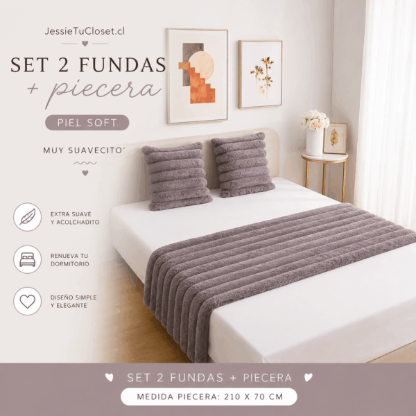 Set Lineal Gris - Piecera + Cojines